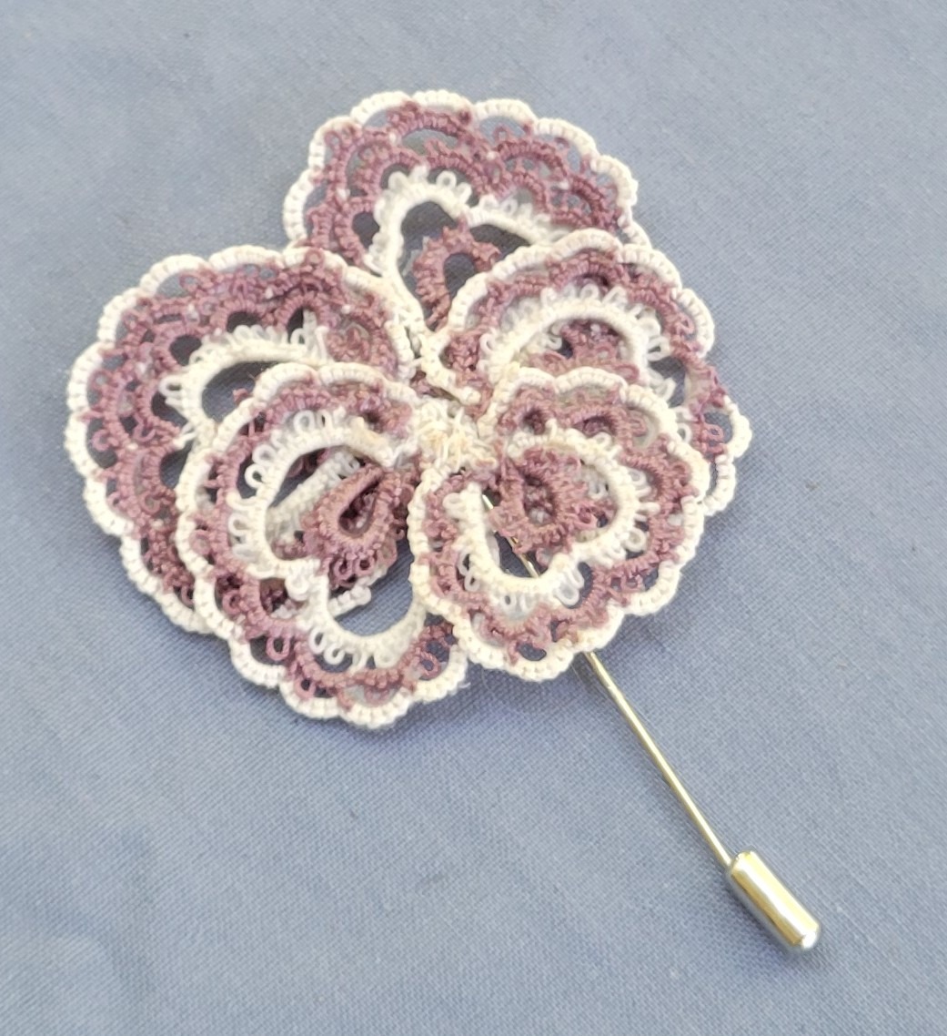 Pansy Hand-Tatted Hat & Lapel Pin - Image 2